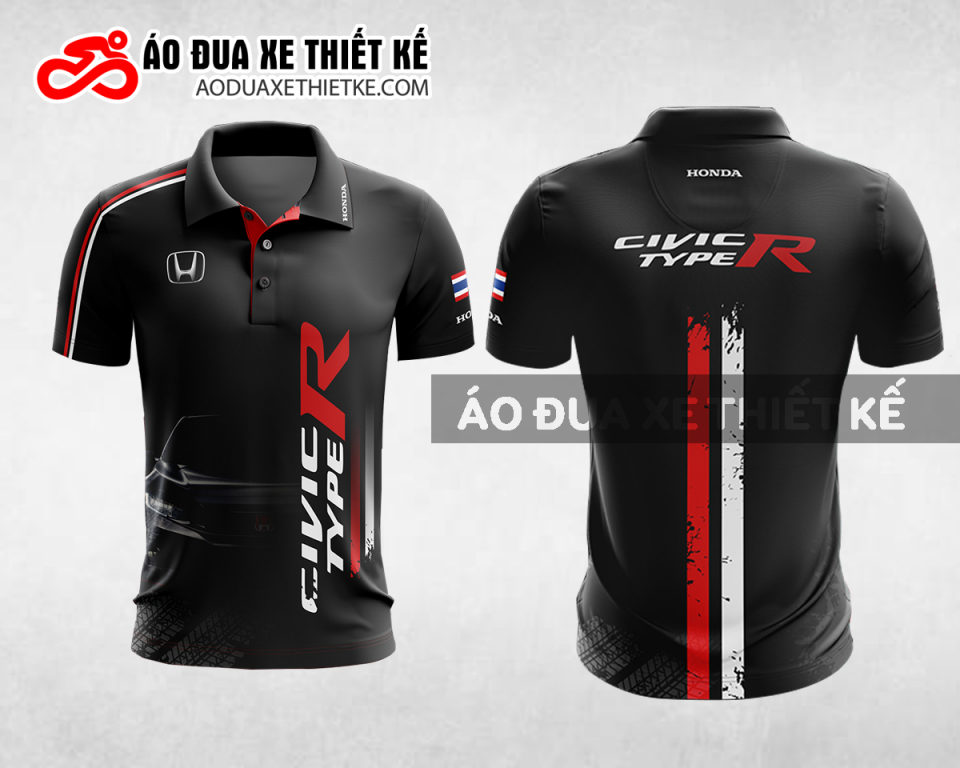 Mẫu áo đồng phục đội đua xe polo có cổ Honda màu đen thiết kế ADXPL4