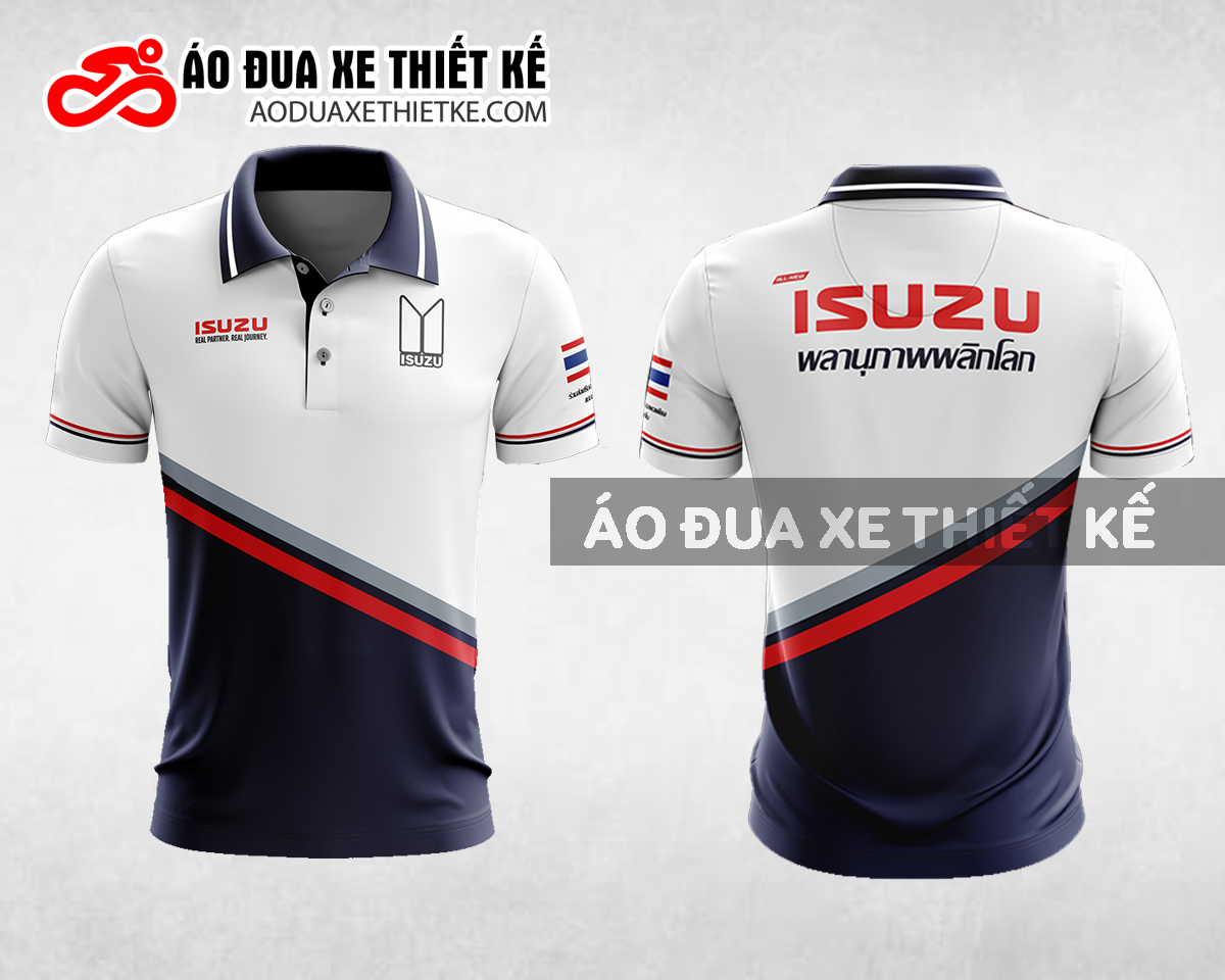 Mẫu áo đồng phục đội đua xe polo có cổ Isuzu màu xanh tím than thiết kế ADXPL7