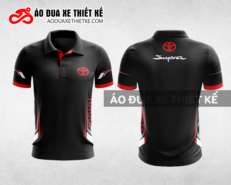 Mẫu áo đồng phục đội đua xe polo có cổ Toyota màu đen thiết kế ADXPL5