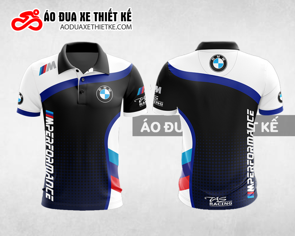 Mẫu áo đồng phục đội đua xe polo có cổ BMW màu xanh đen thiết kế ADXPL12