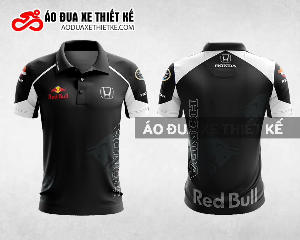 Mẫu áo đồng phục đội đua xe polo có cổ Honda màu đen thiết kế ADXPL13