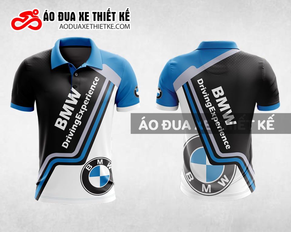 Mẫu áo đồng phục đội đua xe polo có cổ BMW màu da trời thiết kế ADXPL88