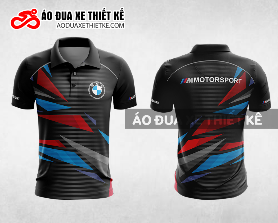 Mẫu áo đồng phục đội đua xe polo có cổ BMW màu đen thiết kế ADXPL19