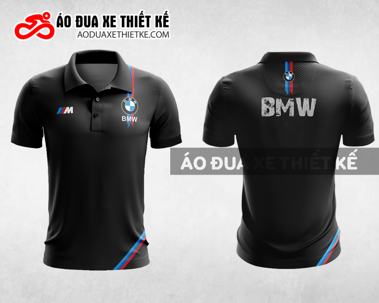 Mẫu áo đồng phục đội đua xe polo có cổ BMW màu đen thiết kế ADXPL34