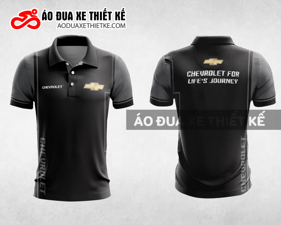 Mẫu áo đồng phục đội đua xe polo có cổ Chervrolet màu đen thiết kế ADXPL35