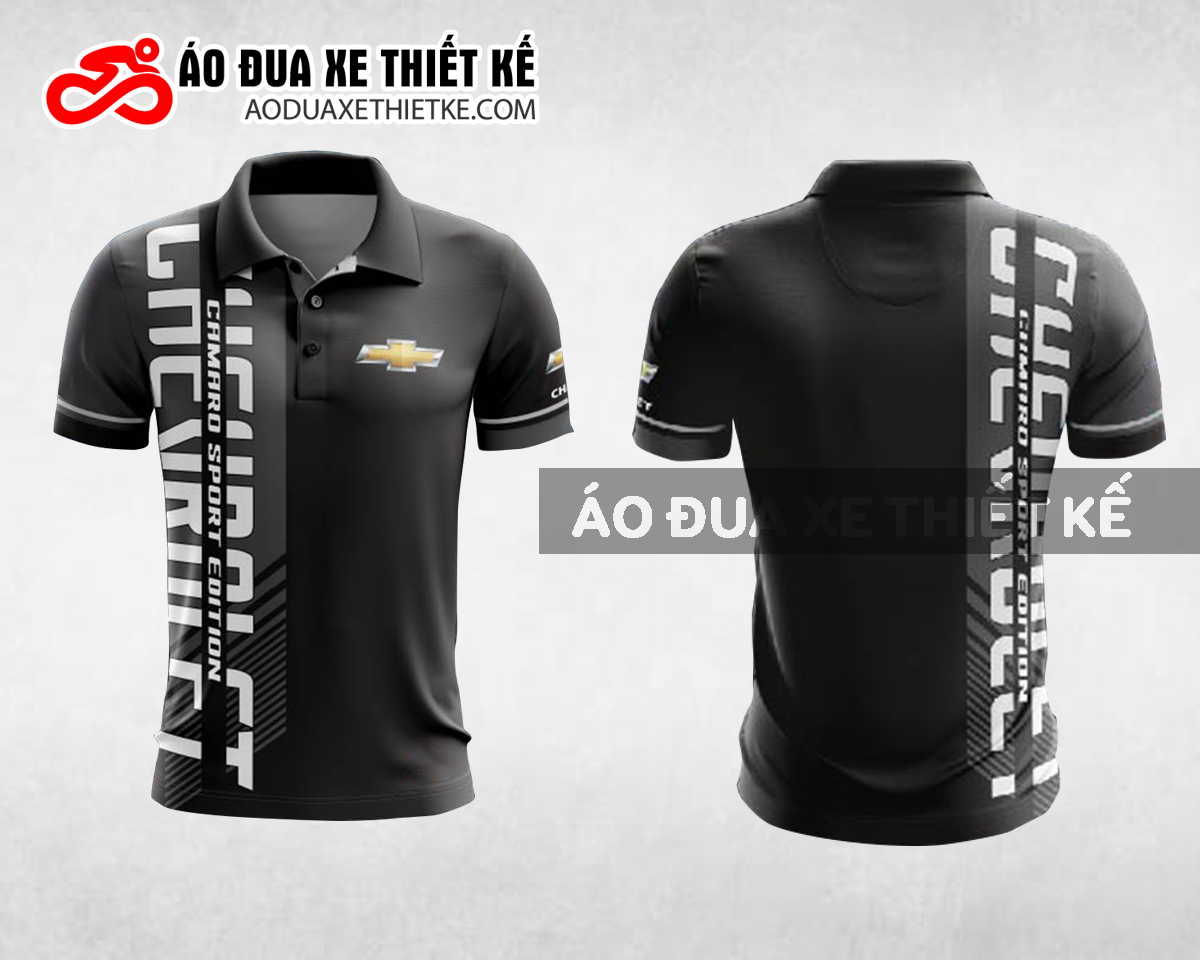 Mẫu áo đồng phục đội đua xe polo có cổ Chevrlet màu đen thiết kế ADXPL85