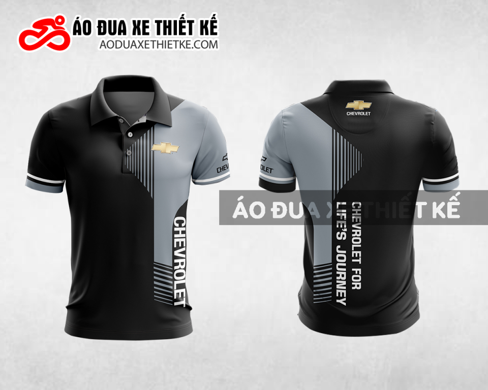 Mẫu áo đồng phục đội đua xe polo có cổ Chevrolet màu đen thiết kế ADXPL90
