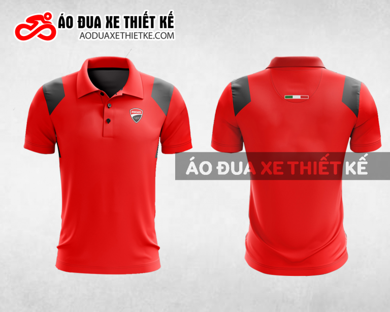Mẫu áo đồng phục đội đua xe polo có cổ Ducati màu đỏ thiết kế ADXPL71