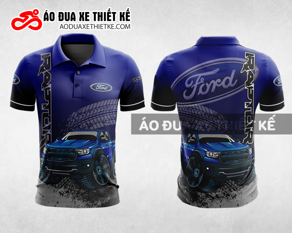 Mẫu áo đồng phục đội đua xe polo có cổ Ford màu xanh tím than thiết kế ADXPL75