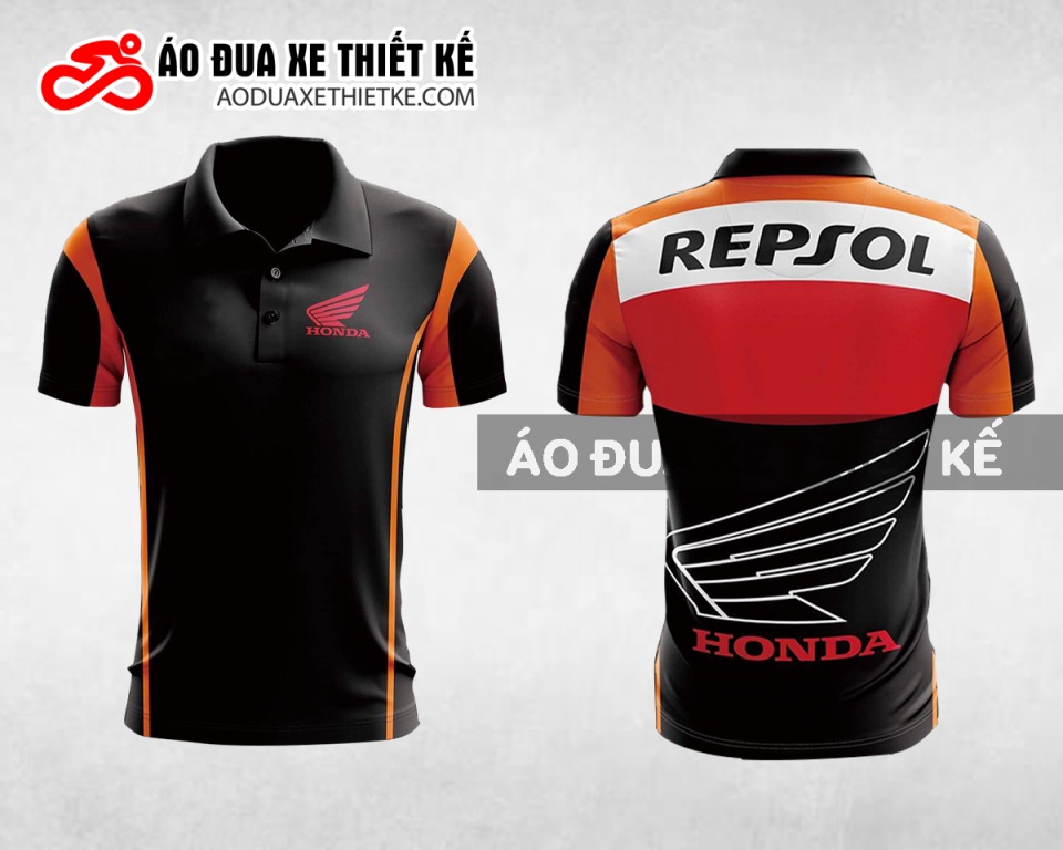 Mẫu áo đồng phục đội đua xe polo có cổ Honda màu cam thiết kế ADXPL40