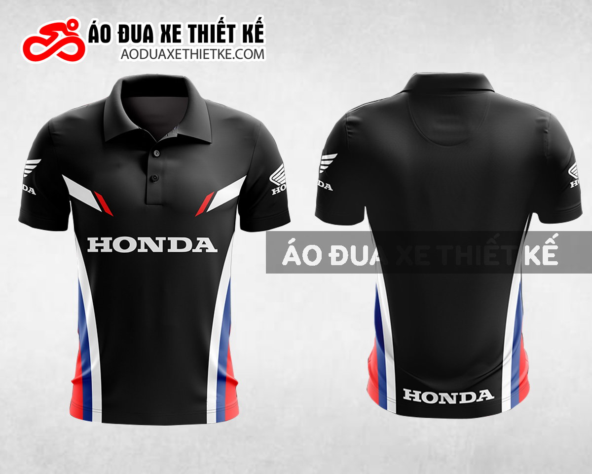Mẫu áo đồng phục đội đua xe polo có cổ Honda màu đen thiết kế ADXPL46