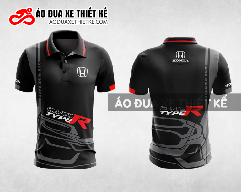 Mẫu áo đồng phục đội đua xe polo có cổ Honda màu đen thiết kế ADXPL92