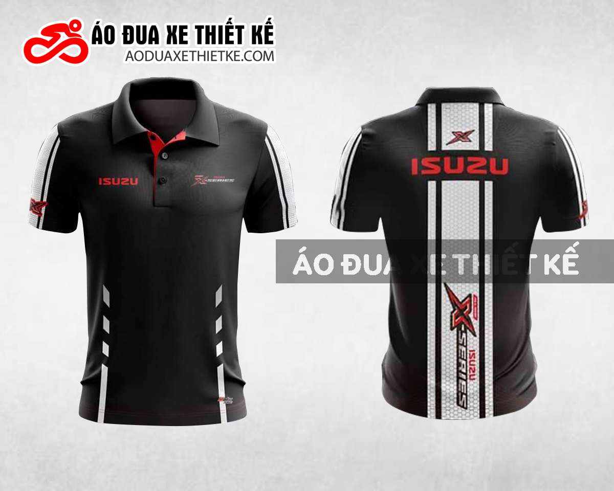 Mẫu áo đồng phục đội đua xe polo có cổ Isuzu màu đen thiết kế ADXPL102