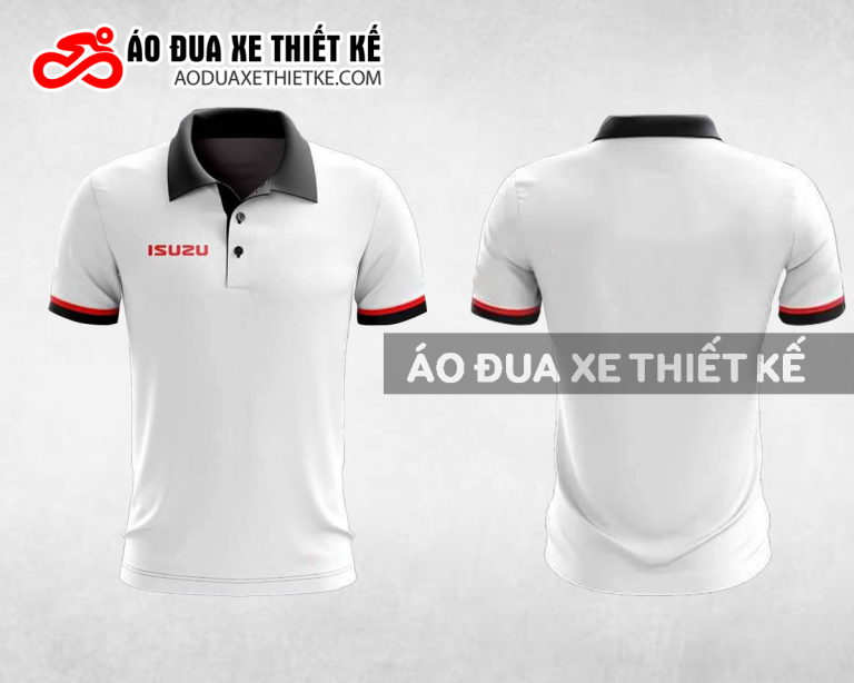 Mẫu áo đồng phục đội đua xe polo có cổ Isuzu màu trắng thiết kế ADXPL62