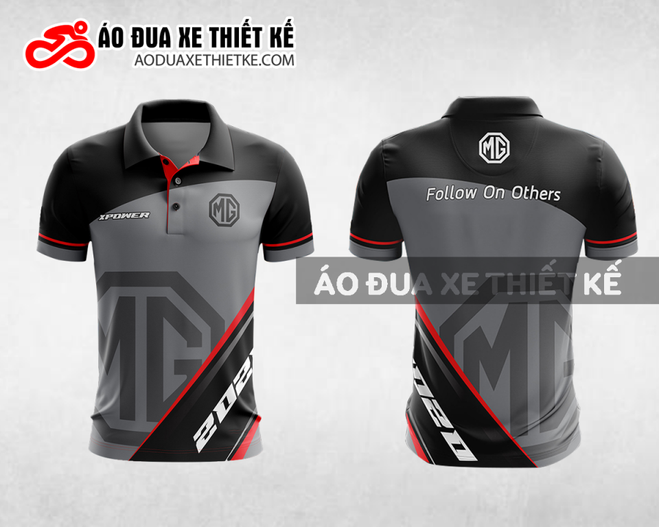 Mẫu áo đồng phục đội đua xe polo có cổ MG màu đen thiết kế ADXPL64