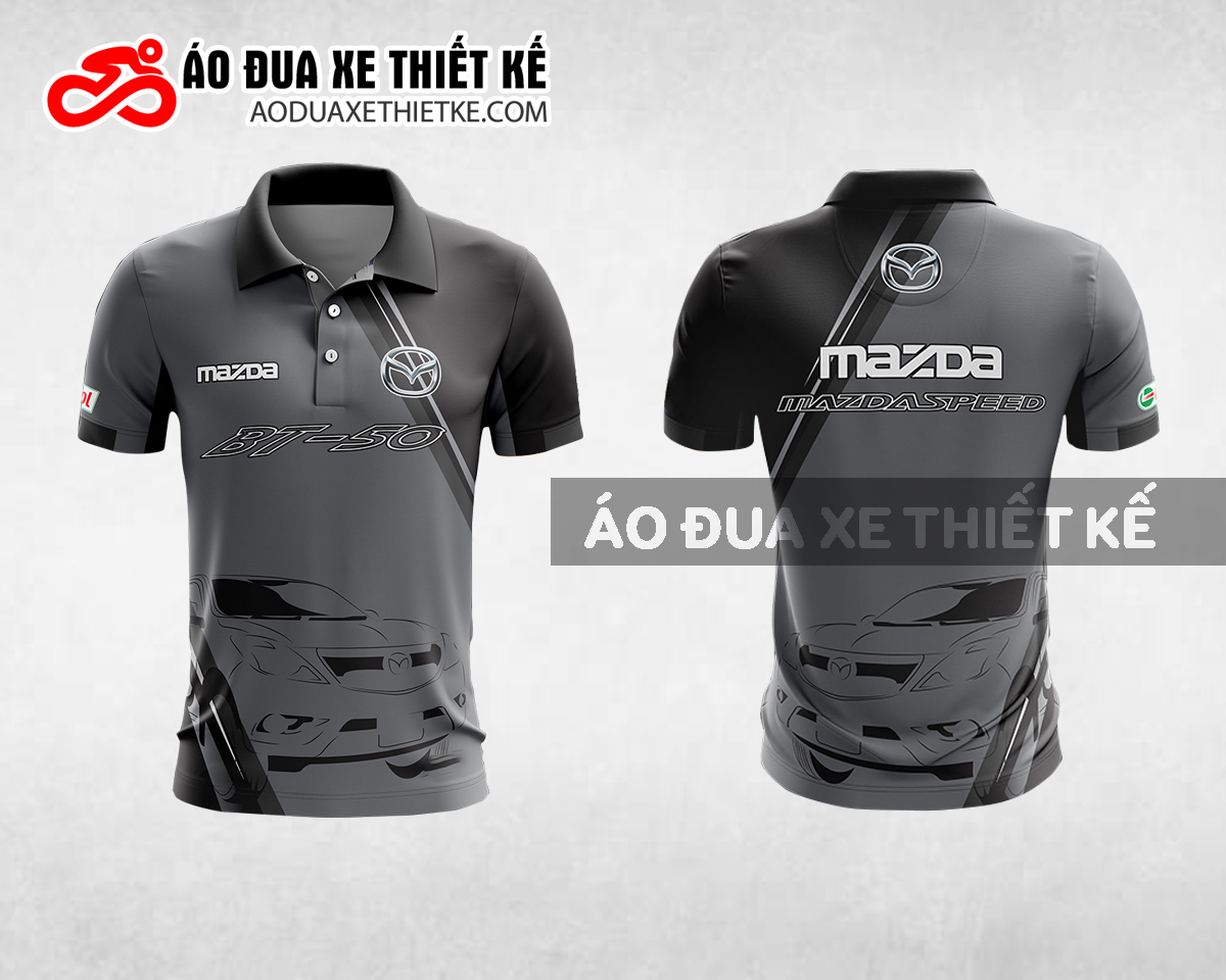 Mẫu áo đồng phục đội đua xe polo có cổ Mazda màu đen thiết kế ADXPL99