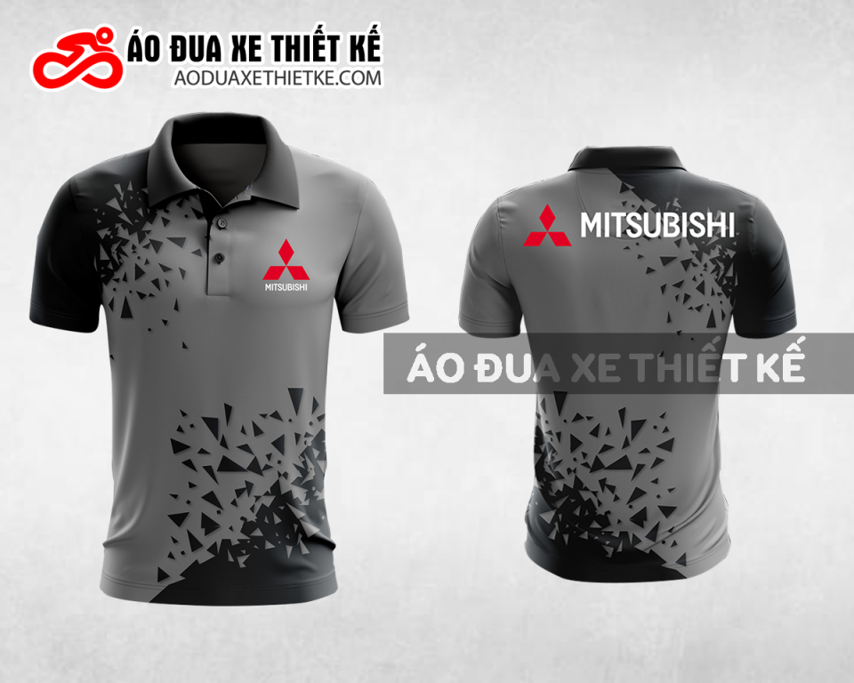 Mẫu áo đồng phục đội đua xe polo có cổ Mitsubishi màu đen thiết kế ADXPL95