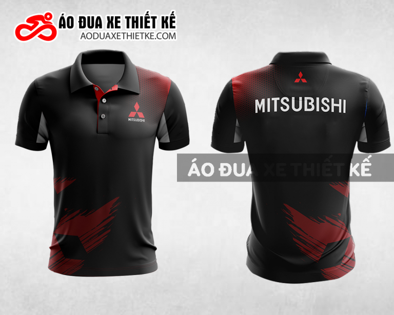 Mẫu áo đồng phục đội đua xe polo có cổ Mitsubishi màu đỏ thiết kế ADXPL32