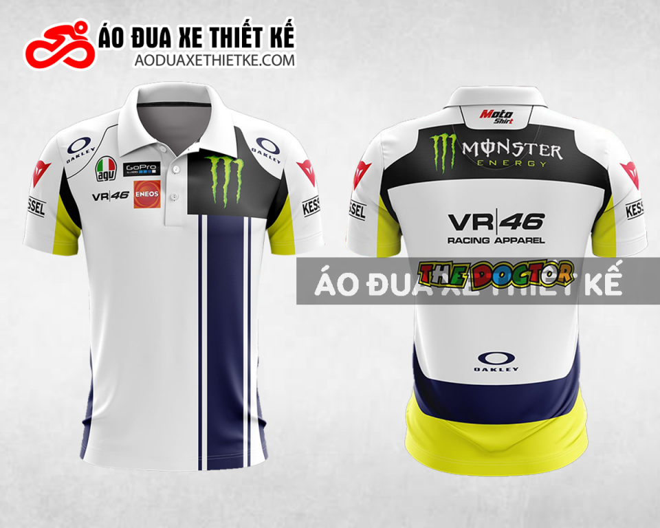 Mẫu áo đồng phục đội đua xe polo có cổ Moto shirt màu trắng thiết kế ADXPL22