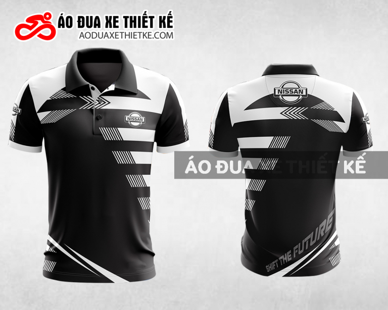 Mẫu áo đồng phục đội đua xe polo có cổ Nissan màu đen thiết kế ADXPL58