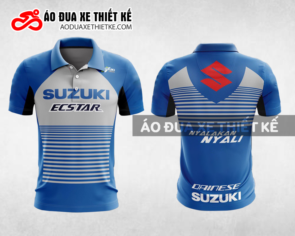 Mẫu áo đồng phục đội đua xe polo có cổ Suzuki màu xanh da trời thiết kế ADXPL51
