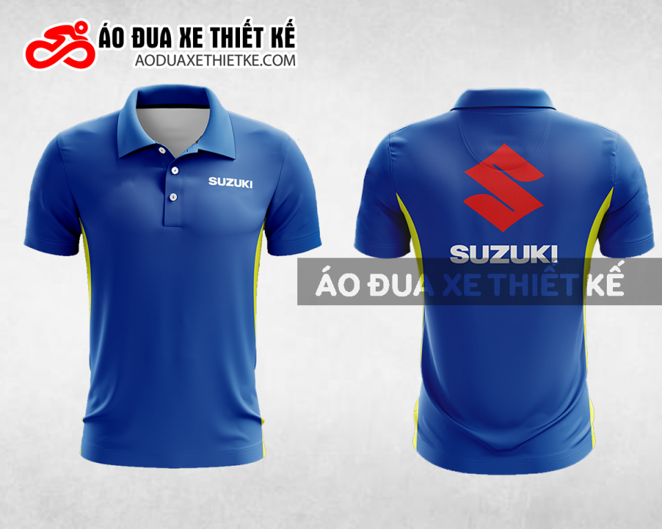 Mẫu áo đồng phục đội đua xe polo có cổ Suzuki màu xanh dương thiết kế ADXPL30