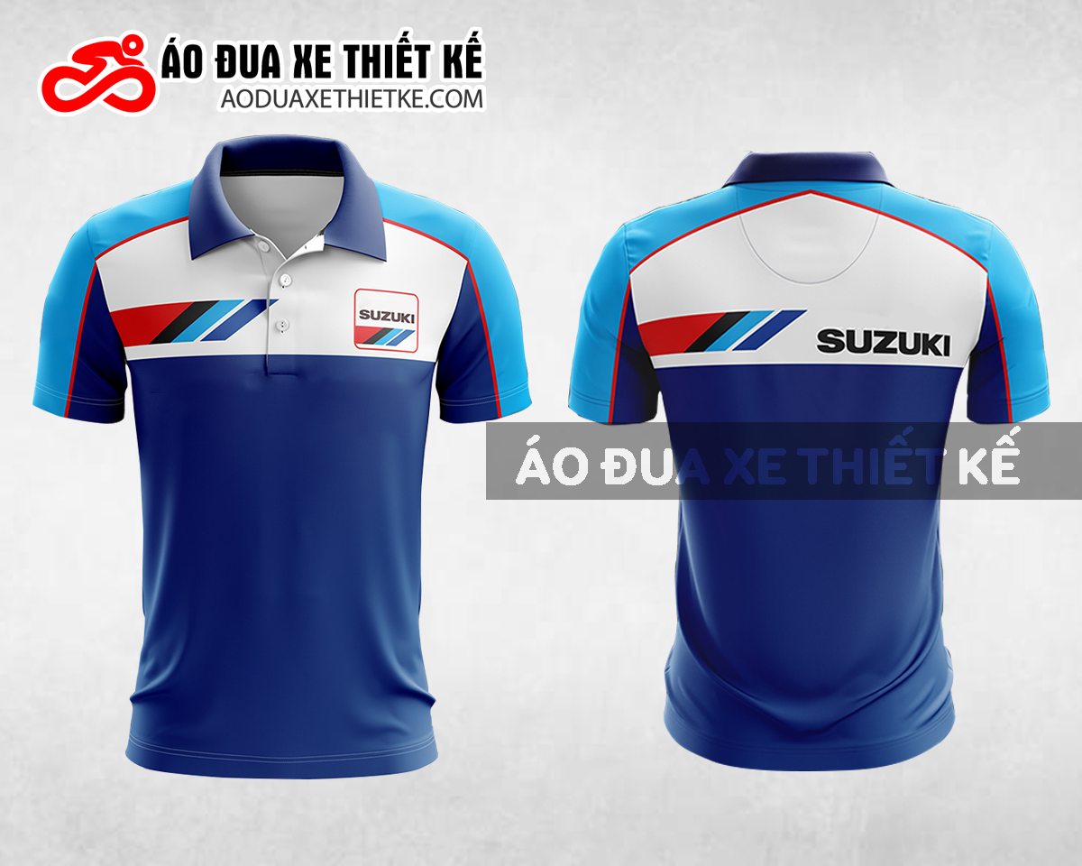 Mẫu áo đồng phục đội đua xe polo có cổ Suzuki màu xanh dương thiết kế ADXPL47