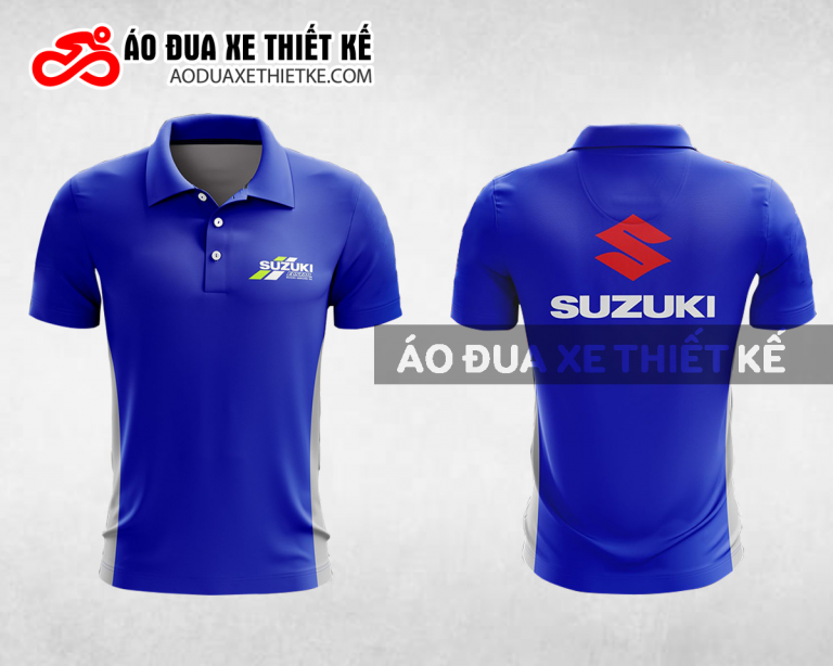 Mẫu áo đồng phục đội đua xe polo có cổ Suzuki màu xanh nước biển thiết kế ADXPL52