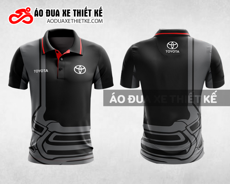 Mẫu áo đồng phục đội đua xe polo có cổ Toyota màu đen thiết kế ADXPL25