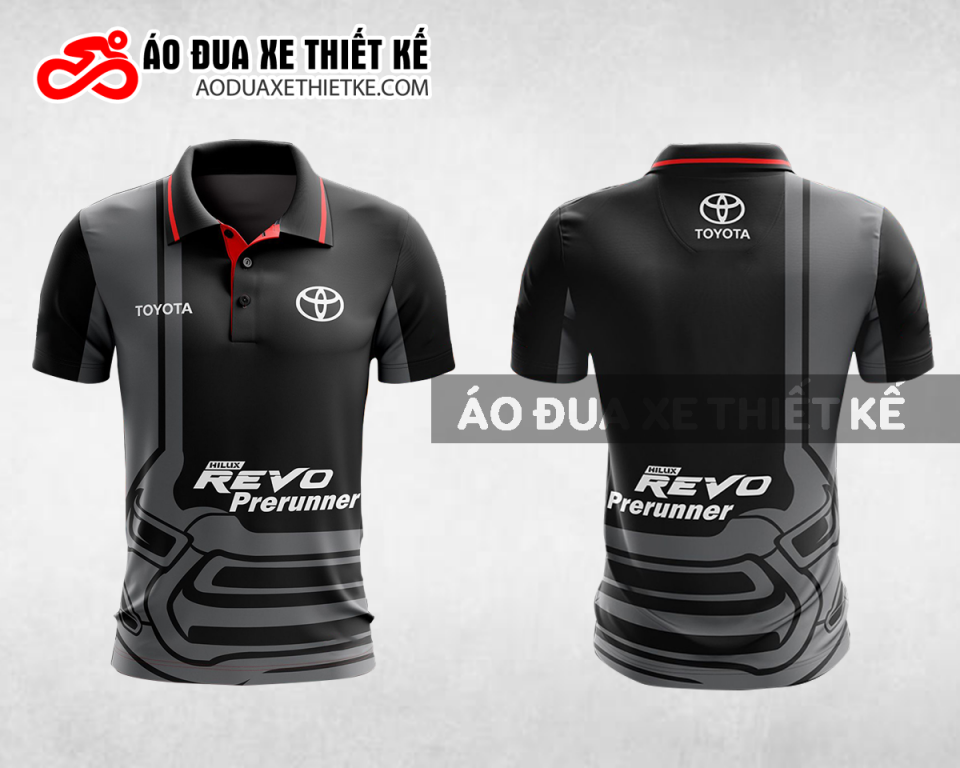 Mẫu áo đồng phục đội đua xe polo có cổ Toyota màu đen thiết kế ADXPL60