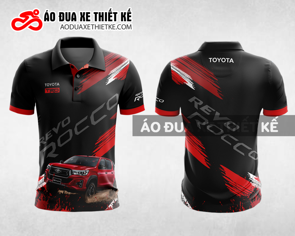 Mẫu áo đồng phục đội đua xe polo có cổ Toyota màu đỏ thiết kế ADXPL48
