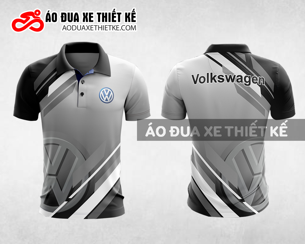 Mẫu áo đồng phục đội đua xe polo có cổ Volkswagen màu đen thiết kế ADXPL67