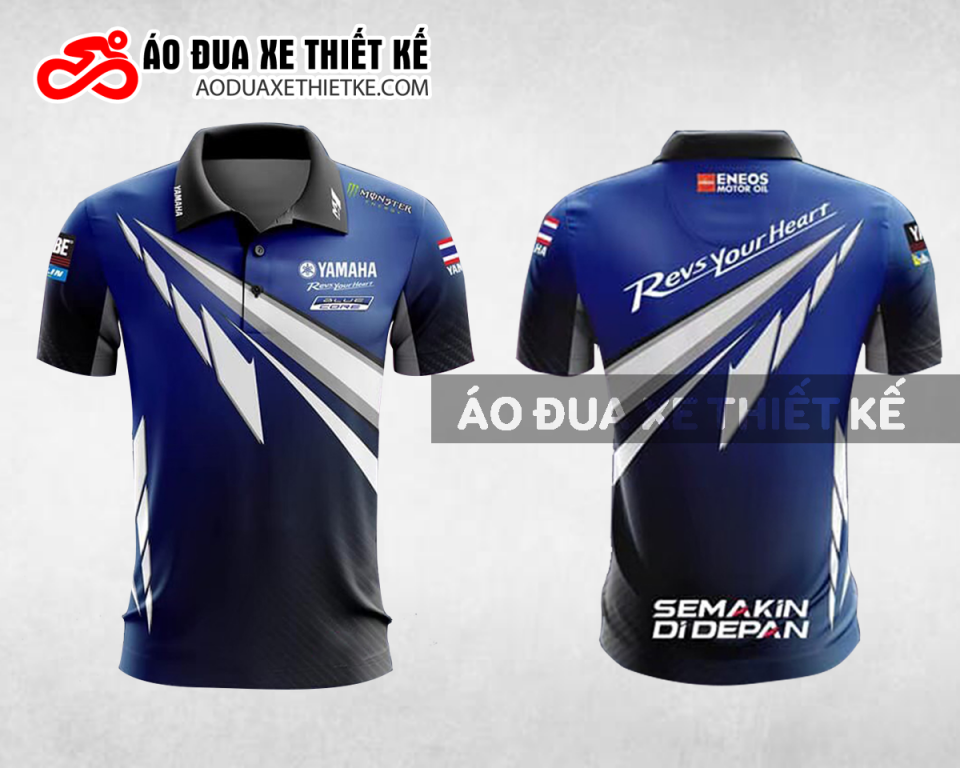 Mẫu áo đồng phục đội đua xe polo có cổ YAMAHA màu xanh tím than thiết kế ADXPL15