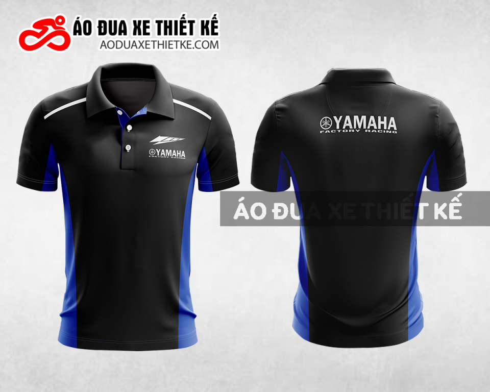 Mẫu áo đồng phục đội đua xe polo có cổ Yamaha màu đen thiết kế ADXPL50