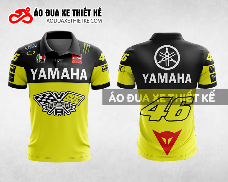 Mẫu áo đồng phục đội đua xe polo có cổ Yamaha màu vàng thiết kế ADXPL94