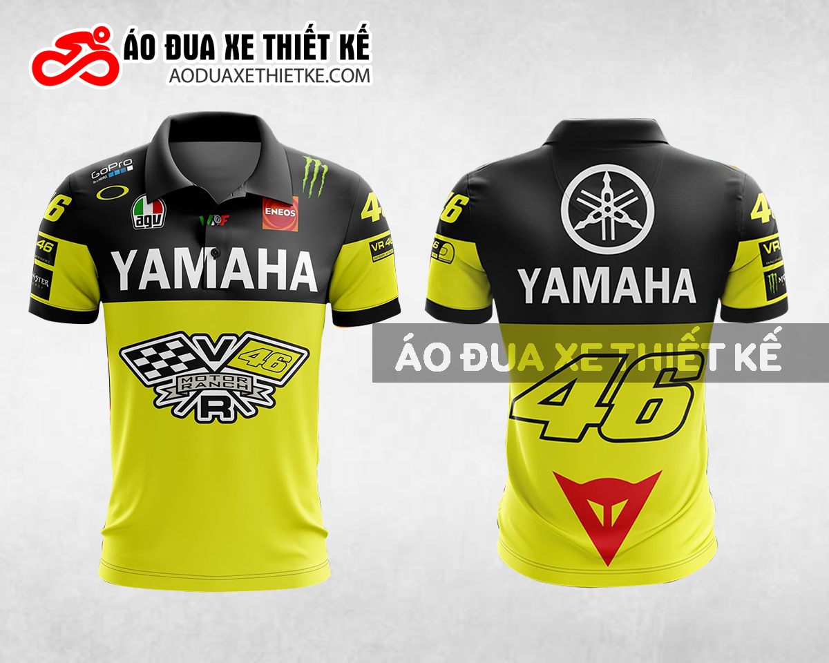 Mẫu áo đồng phục đội đua xe polo có cổ Yamaha màu vàng thiết kế ADXPL94