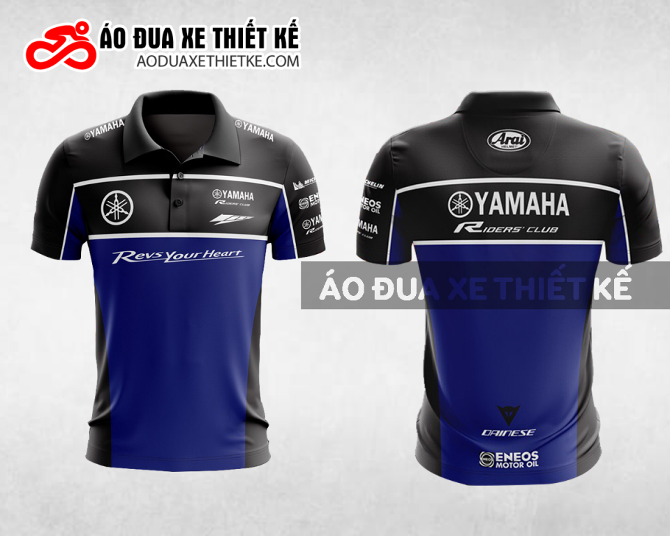 Mẫu áo đồng phục đội đua xe polo có cổ Yamaha màu xanh dương thiết kế ADXPL18